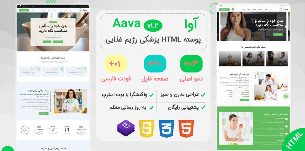 قالب HTML پزشکی آوا، Aava - قالب HTML راستچین