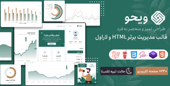 قالب HTML پنل مدیریت ویحو، Viho